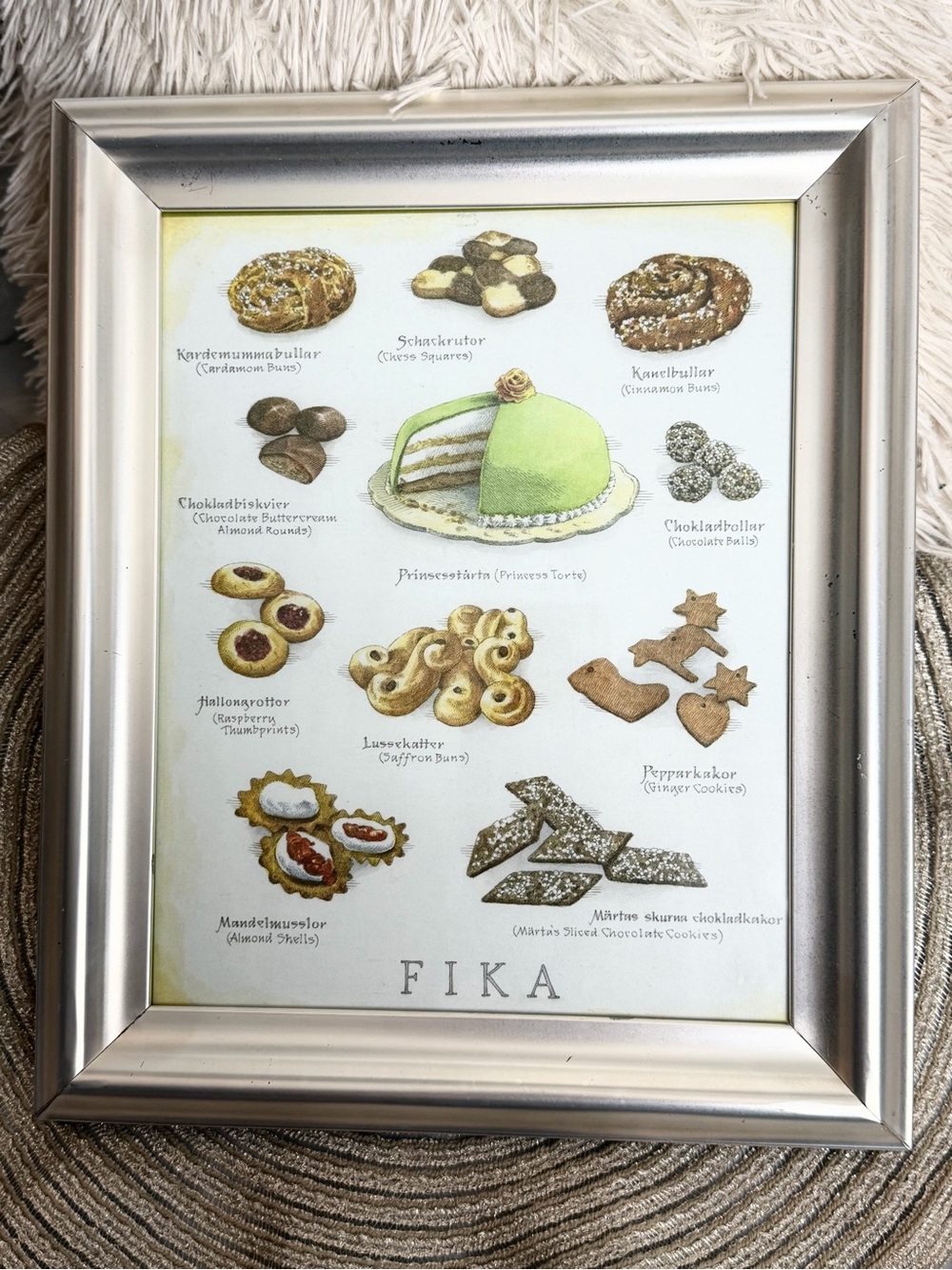 Scandinavian Pastries Traditional Print Kitchen Dining Room Decor Cottage Charm